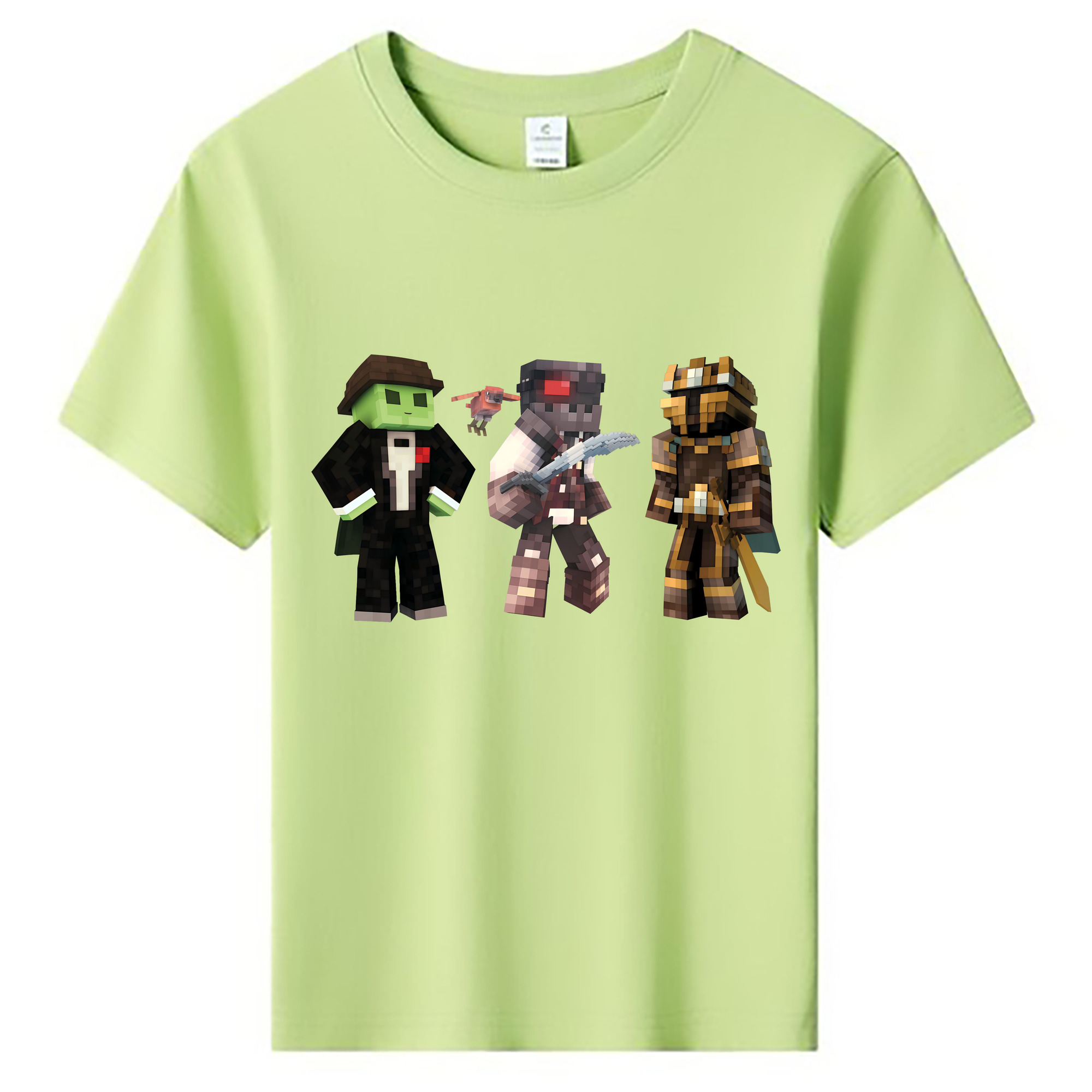 （画像用） マインクラフト ブロックの世界 Minecraft MC Block world 綿100％キッズTシャツ（フロントプリント）